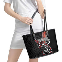 Aotearoa Toitu Te Tiriti Leather Tote Bag Maori Taniwha Haka - Honour the Treaty LT03