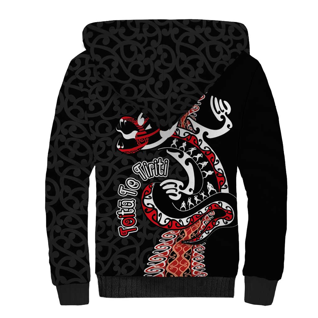 Aotearoa Toitu Te Tiriti Sherpa Hoodie Maori Taniwha Haka - Honour the Treaty LT03