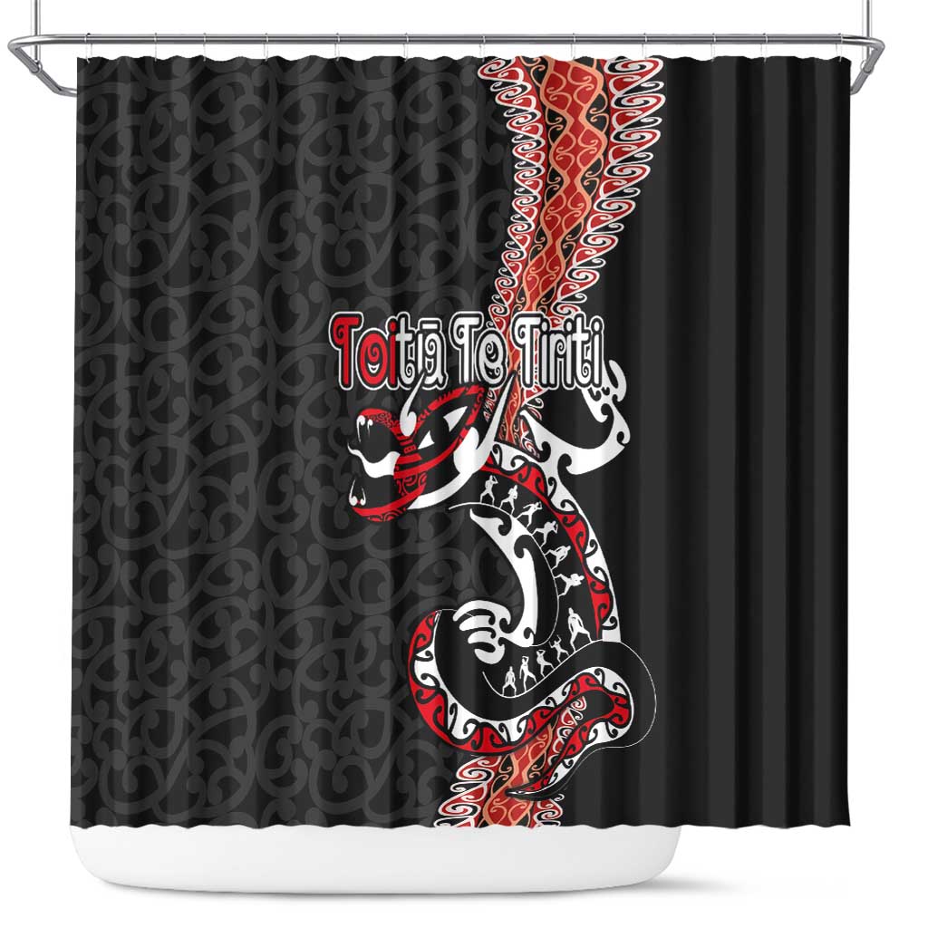 Aotearoa Toitu Te Tiriti Shower Curtain Maori Taniwha Haka - Honour the Treaty LT03