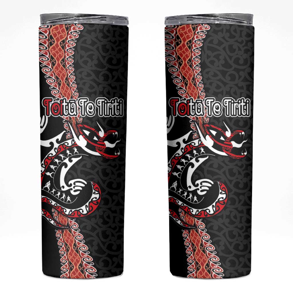 Aotearoa Toitu Te Tiriti Skinny Tumbler Maori Taniwha Haka - Honour the Treaty