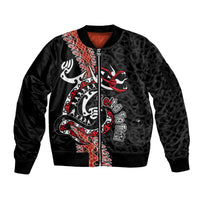 Aotearoa Toitu Te Tiriti Sleeve Zip Bomber Jacket Maori Taniwha Haka - Honour the Treaty LT03