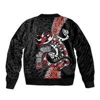 Aotearoa Toitu Te Tiriti Sleeve Zip Bomber Jacket Maori Taniwha Haka - Honour the Treaty LT03