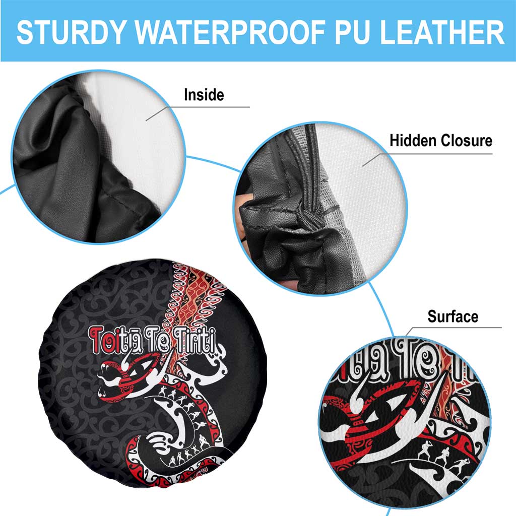 Aotearoa Toitu Te Tiriti Spare Tire Cover Maori Taniwha Haka - Honour the Treaty LT03