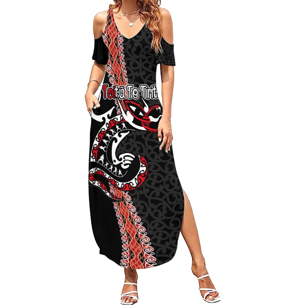 Aotearoa Toitu Te Tiriti Summer Maxi Dress Maori Taniwha Haka - Honour the Treaty LT03