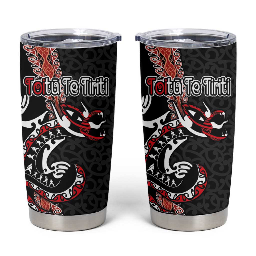 Aotearoa Toitu Te Tiriti Tumbler Cup Maori Taniwha Haka - Honour the Treaty LT03 Black - Polynesian Pride