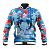 Hawaiian Dolphin Love Couple - Ocean Heart Baseball Jacket LT03 Unisex Blue - Polynesian Pride