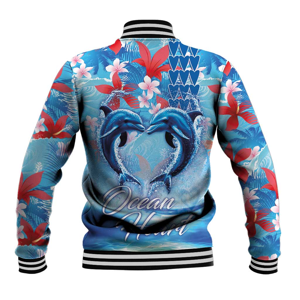 Hawaiian Dolphin Love Couple - Ocean Heart Baseball Jacket LT03 - Polynesian Pride
