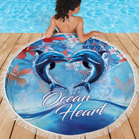 Hawaiian Dolphin Love Couple - Ocean Heart Beach Blanket LT03 - Polynesian Pride