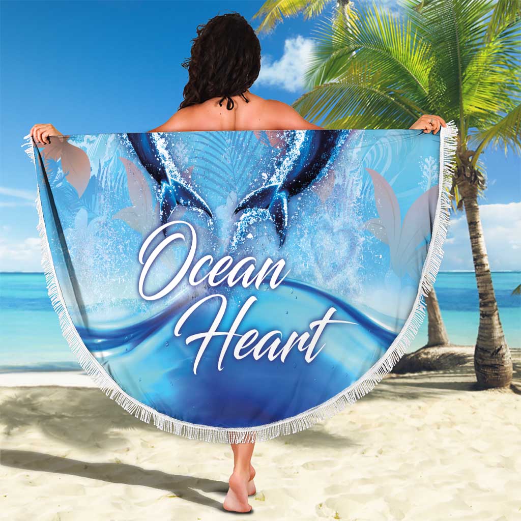 Hawaiian Dolphin Love Couple - Ocean Heart Beach Blanket LT03 - Polynesian Pride