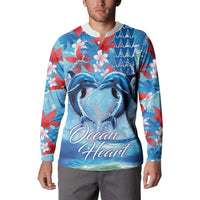 Hawaiian Dolphin Love Couple - Ocean Heart Button Sweatshirt LT03 - Polynesian Pride
