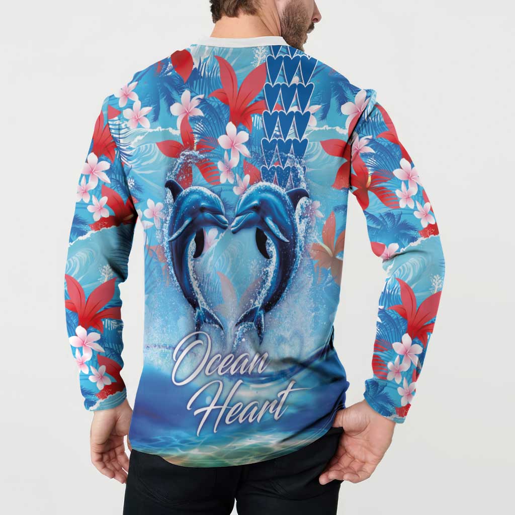 Hawaiian Dolphin Love Couple - Ocean Heart Button Sweatshirt LT03 - Polynesian Pride