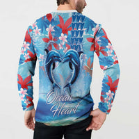 Hawaiian Dolphin Love Couple - Ocean Heart Button Sweatshirt LT03 - Polynesian Pride