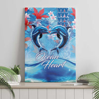 Hawaiian Dolphin Love Couple - Ocean Heart Canvas Wall Art LT03 - Polynesian Pride