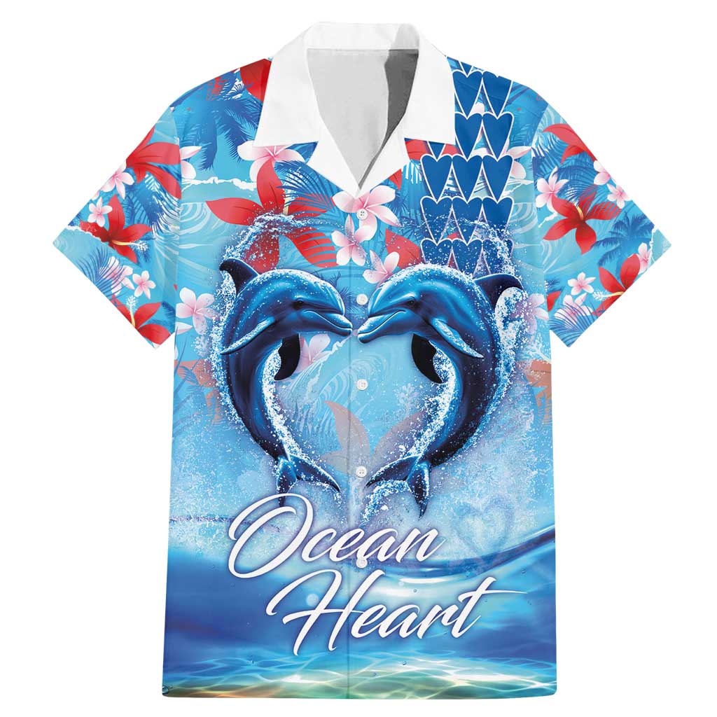Hawaiian Dolphin Love Couple - Ocean Heart Family Matching Mermaid Dress and Hawaiian Shirt