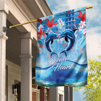 Hawaiian Dolphin Love Couple - Ocean Heart Garden Flag LT03 House Flag Blue - Polynesian Pride