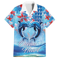 Hawaiian Dolphin Love Couple - Ocean Heart Hawaiian Shirt LT03 Blue - Polynesian Pride