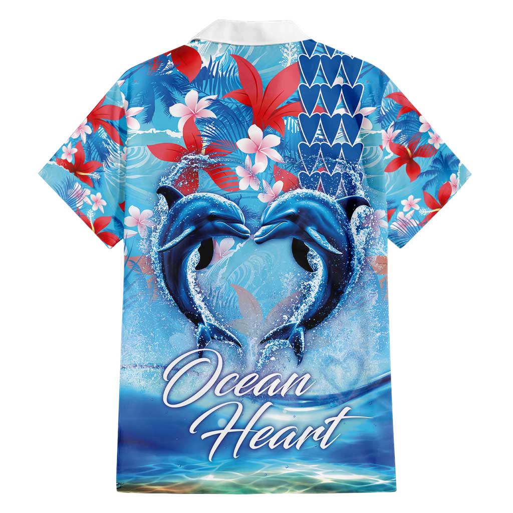 Hawaiian Dolphin Love Couple - Ocean Heart Hawaiian Shirt LT03 - Polynesian Pride