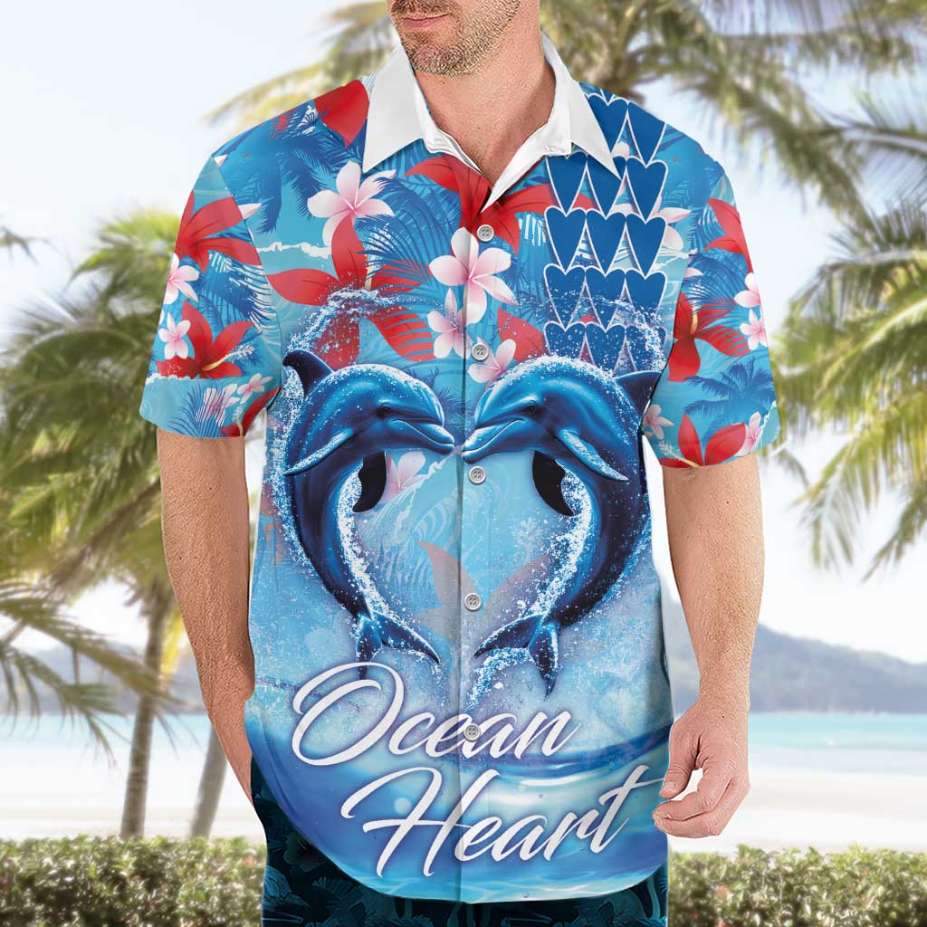 Hawaiian Dolphin Love Couple - Ocean Heart Hawaiian Shirt LT03 - Polynesian Pride