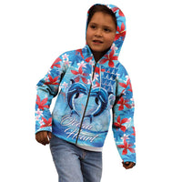 Hawaiian Dolphin Love Couple - Ocean Heart Kid Hoodie