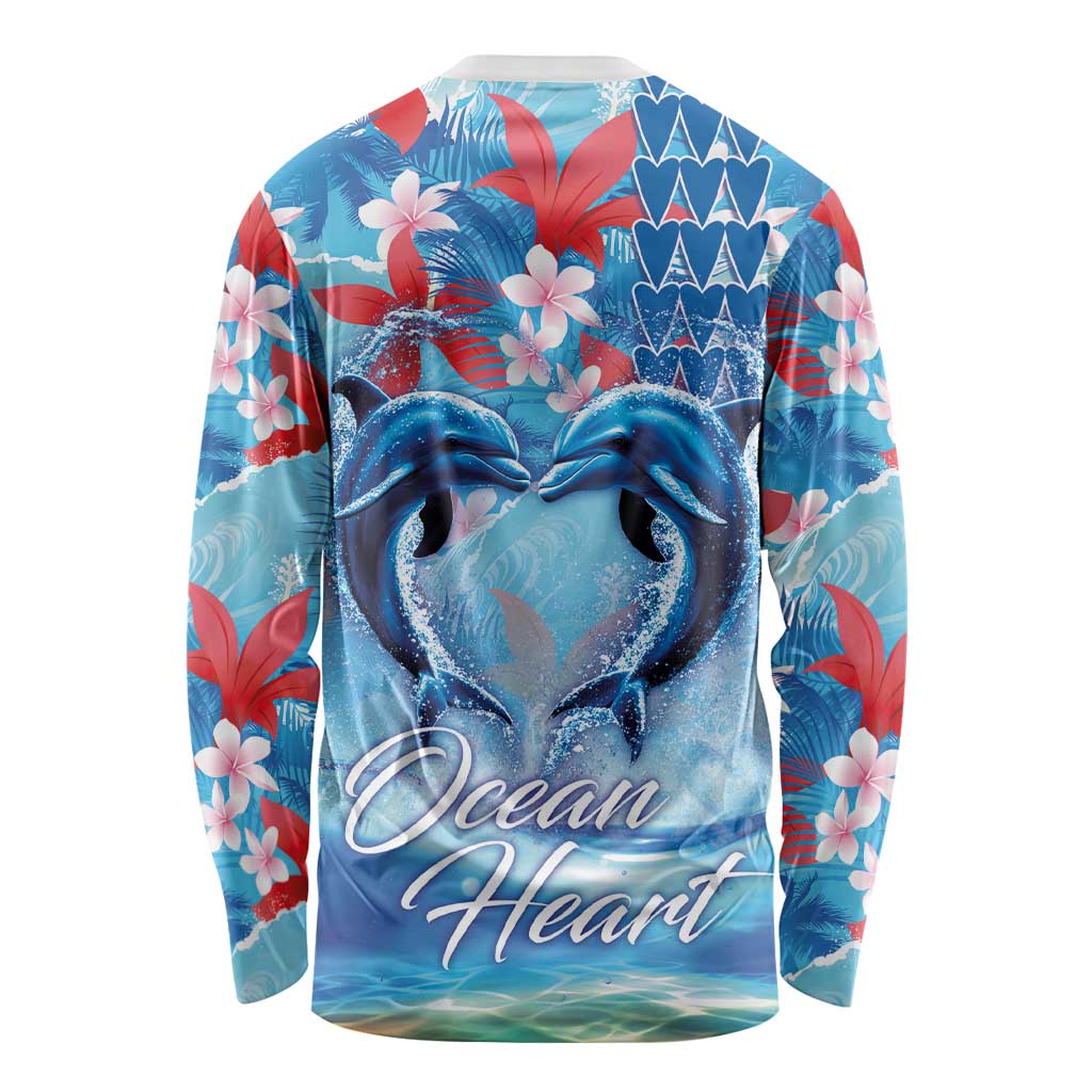 Hawaiian Dolphin Love Couple - Ocean Heart Long Sleeve Shirt