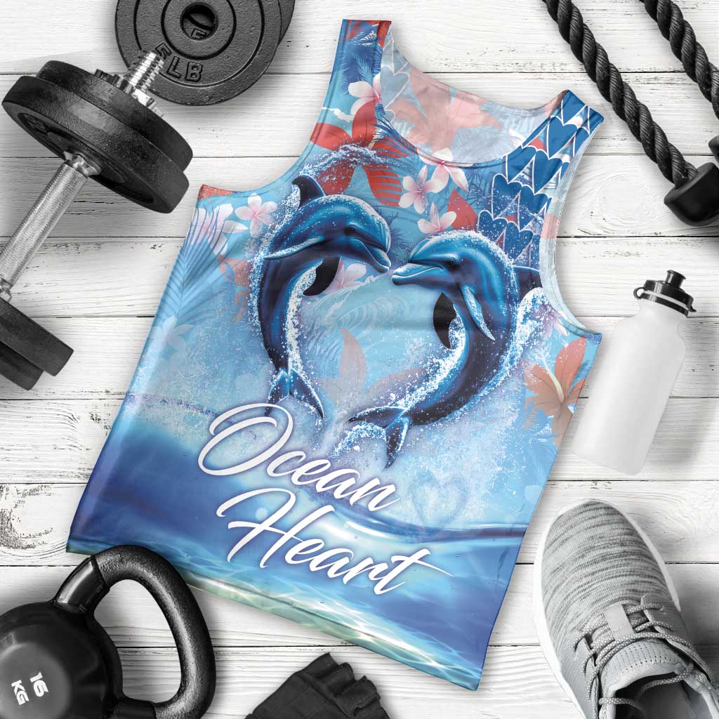 Hawaiian Dolphin Love Couple - Ocean Heart Men Tank Top LT03 - Polynesian Pride