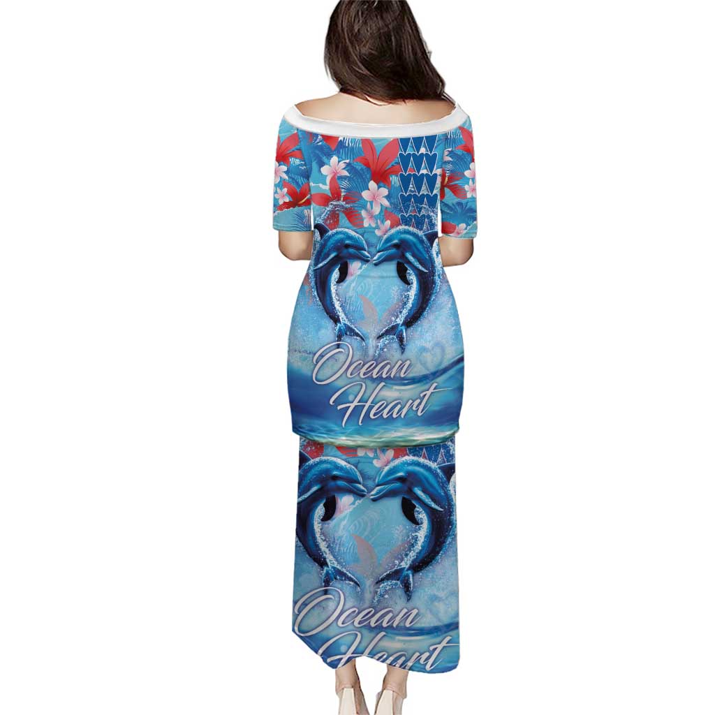 Hawaiian Dolphin Love Couple - Ocean Heart Puletasi LT03 - Polynesian Pride