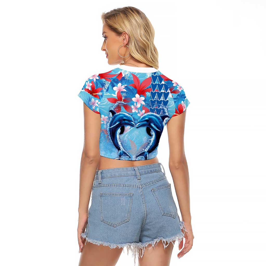 Hawaiian Dolphin Love Couple - Ocean Heart Raglan Cropped T Shirt LT03 - Polynesian Pride
