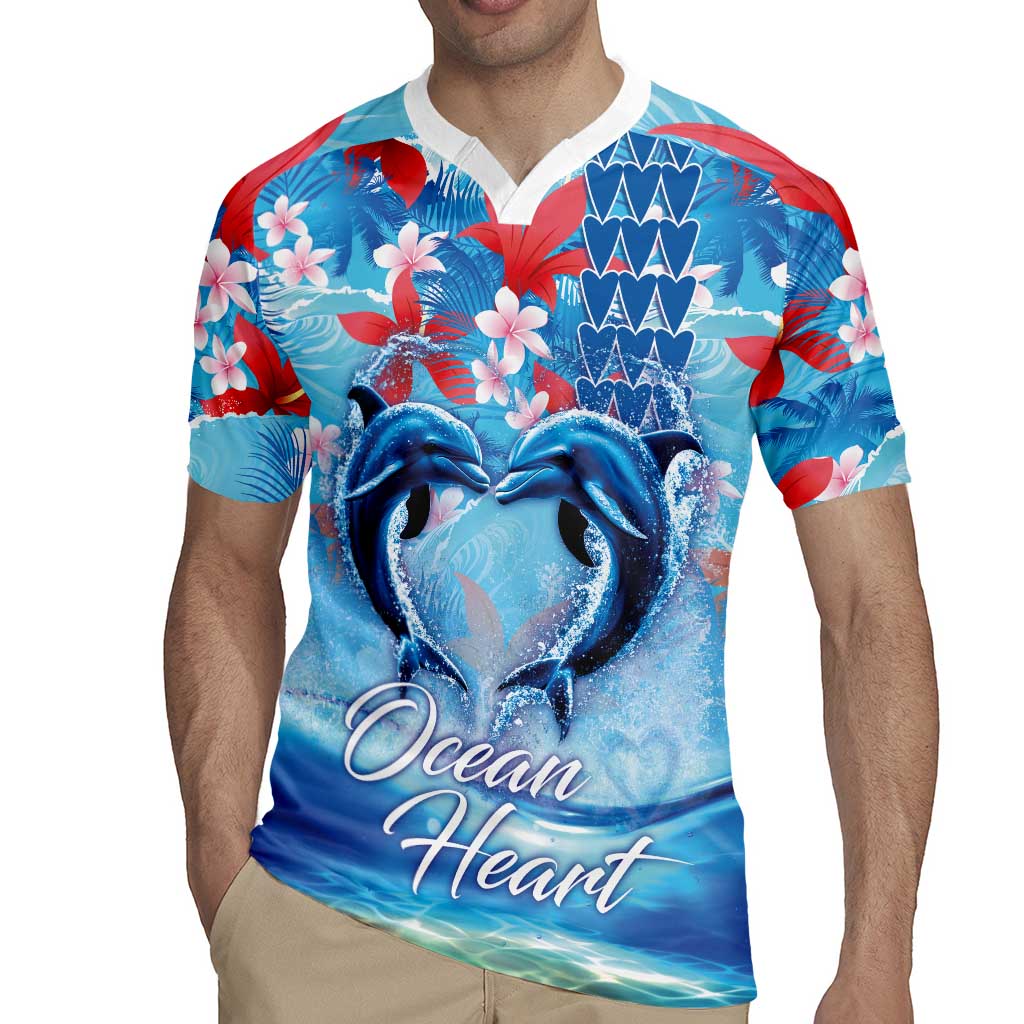 Hawaiian Dolphin Love Couple - Ocean Heart Rugby Jersey LT03 - Polynesian Pride