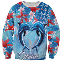 Hawaiian Dolphin Love Couple - Ocean Heart Sweatshirt LT03 Unisex Blue - Polynesian Pride