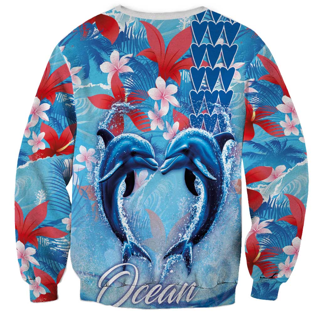 Hawaiian Dolphin Love Couple - Ocean Heart Sweatshirt LT03 - Polynesian Pride