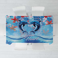 Hawaiian Dolphin Love Couple - Ocean Heart Tablecloth LT03 Blue - Polynesian Pride