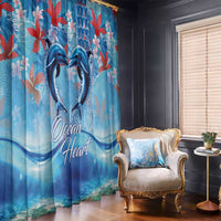 Hawaiian Dolphin Love Couple - Ocean Heart Window Curtain LT03 - Polynesian Pride