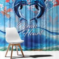 Hawaiian Dolphin Love Couple - Ocean Heart Window Curtain LT03 - Polynesian Pride