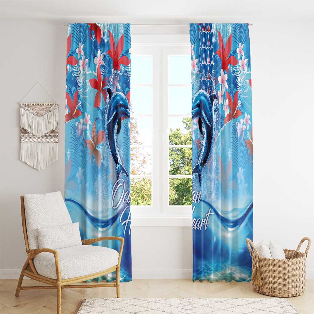 Hawaiian Dolphin Love Couple - Ocean Heart Window Curtain LT03 - Polynesian Pride
