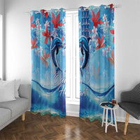Hawaiian Dolphin Love Couple - Ocean Heart Window Curtain LT03 With Grommets Blue - Polynesian Pride