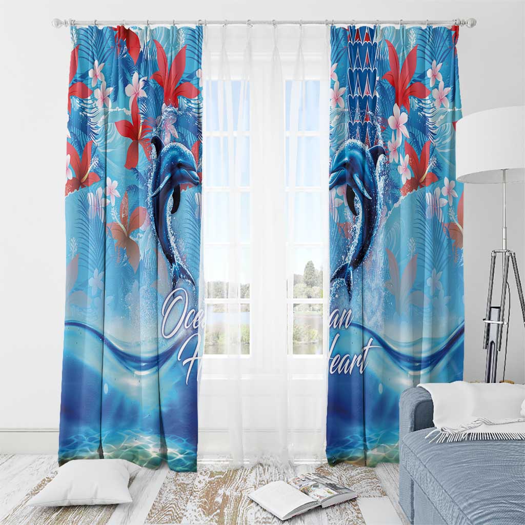 Hawaiian Dolphin Love Couple - Ocean Heart Window Curtain LT03 - Polynesian Pride