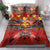 Hawaiian Turtle Love Couple Bedding Set Ocean Serenade - Honu Honi Ihu with Hibiscus and Romantic Sunset Red Color