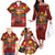 Hawaiian Turtle Love Couple Family Matching Off The Shoulder Long Sleeve Dress and Hawaiian Shirt Ocean Serenade - Honu Honi Ihu with Hibiscus and Romantic Sunset Red Color