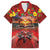 Hawaiian Turtle Love Couple Family Matching Off The Shoulder Long Sleeve Dress and Hawaiian Shirt Ocean Serenade - Honu Honi Ihu with Hibiscus and Romantic Sunset Red Color