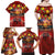 Hawaiian Turtle Love Couple Family Matching Off Shoulder Maxi Dress and Hawaiian Shirt Ocean Serenade - Honu Honi Ihu with Hibiscus and Romantic Sunset Red Color