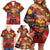 Hawaiian Turtle Love Couple Family Matching Off Shoulder Short Dress and Hawaiian Shirt Ocean Serenade - Honu Honi Ihu with Hibiscus and Romantic Sunset Red Color