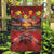 Hawaiian Turtle Love Couple Garden Flag Ocean Serenade - Honu Honi Ihu with Hibiscus and Romantic Sunset Red Color