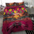 Hawaiian Turtle Love Couple Bedding Set Ocean Serenade - Honu Honi Ihu with Hibiscus and Romantic Sunset Pink Color