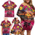 Hawaiian Turtle Love Couple Family Matching Off Shoulder Short Dress and Hawaiian Shirt Ocean Serenade - Honu Honi Ihu with Hibiscus and Romantic Sunset Pink Color