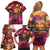 Hawaiian Turtle Love Couple Family Matching Off Shoulder Short Dress and Hawaiian Shirt Ocean Serenade - Honu Honi Ihu with Hibiscus and Romantic Sunset Pink Color