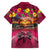 Hawaiian Turtle Love Couple Family Matching Off Shoulder Short Dress and Hawaiian Shirt Ocean Serenade - Honu Honi Ihu with Hibiscus and Romantic Sunset Pink Color