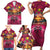 Hawaiian Turtle Love Couple Family Matching Short Sleeve Bodycon Dress and Hawaiian Shirt Ocean Serenade - Honu Honi Ihu with Hibiscus and Romantic Sunset Pink Color