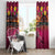 Hawaiian Turtle Love Couple Window Curtain Ocean Serenade - Honu Honi Ihu with Hibiscus and Romantic Sunset Pink Color