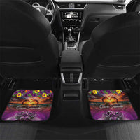 Hawaiian Turtle Love Couple Car Mats Ocean Serenade - Honu Honi Ihu with Hibiscus and Romantic Sunset Purple Color