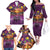 Hawaiian Turtle Love Couple Family Matching Off The Shoulder Long Sleeve Dress and Hawaiian Shirt Ocean Serenade - Honu Honi Ihu with Hibiscus and Romantic Sunset Purple Color